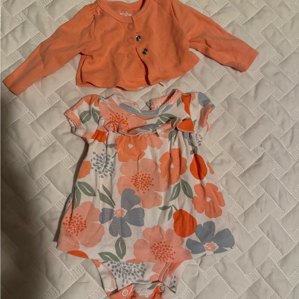 Carter's Orange and Multicolor Floral Bodysuit Set